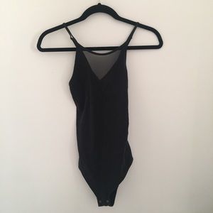 sheer v neck body suit